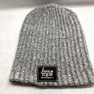 LOVE YOUR MELON 100% COTTON WOMEN’S KNIT BEANIE HAT/WINTER/COLOR: NAVY AND WHITE